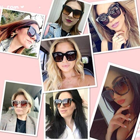 Vintage Oversized Square Sunglasses UV400 Protection Flat Lens main image 4